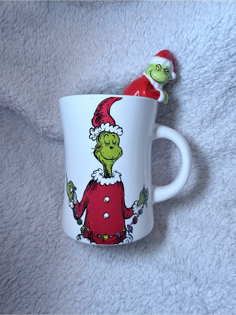Grinch Holiday Ceramic Mug with Figurine